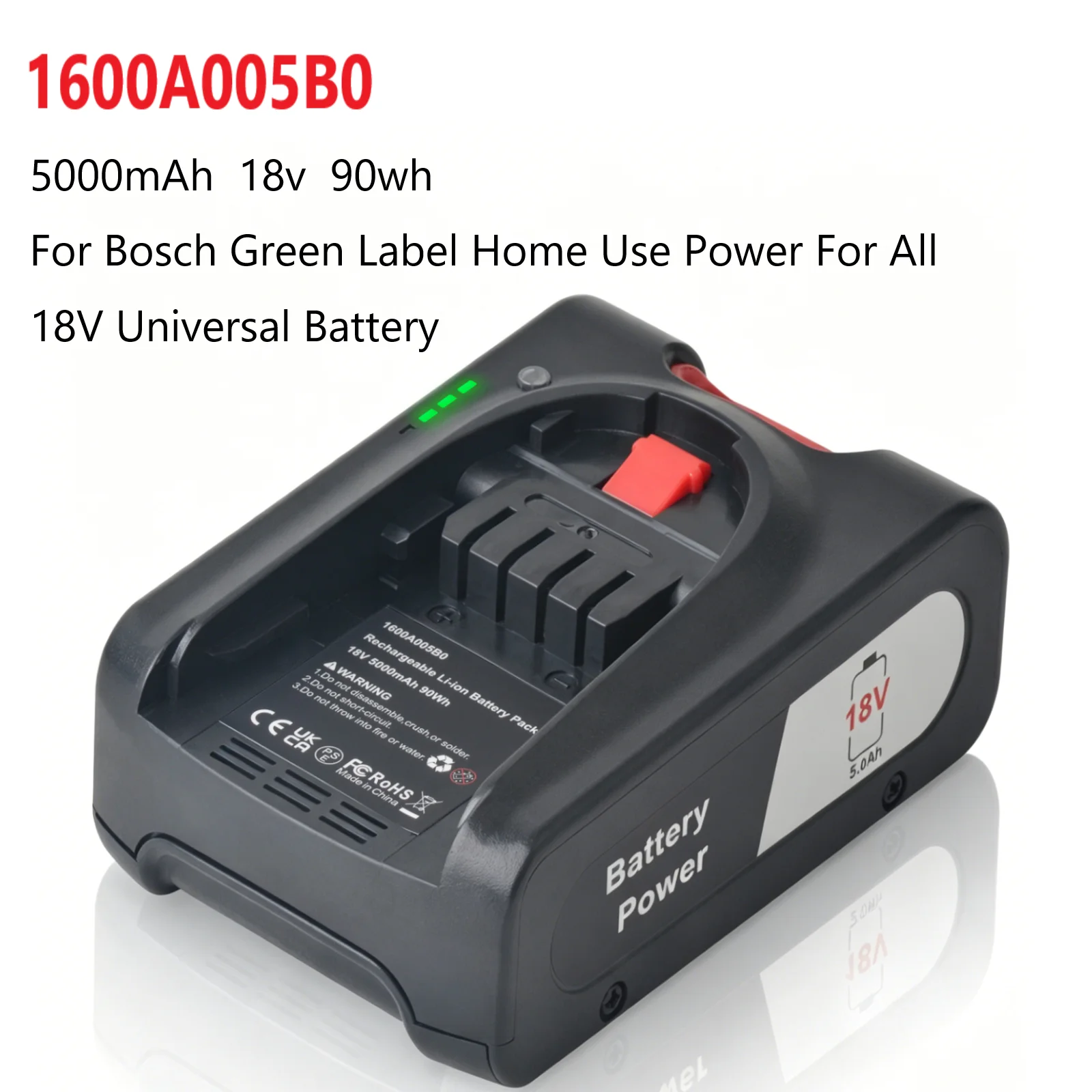 1600A005B0 5000mAh 18v Rechargeable Battery for Bosch Green Label Home Use Power For All 18V Universal Battery Vacuum Cleaner
1600A005B0 5000mAh 18v Rechargeable Battery for Bosch Green Label Home Use Power For All 18V Universal Battery Vacuum Cleaner