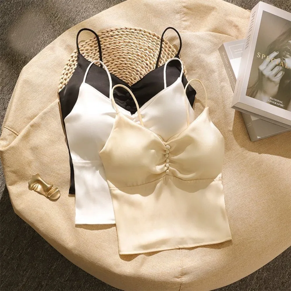 Solid Color Strap Skinny Bra with Pads Camisole Slim Fit Streetwear Crop Tops Women Underwear Pleated Sleeveless Vest Party
Solid Color Strap Skinny Bra with Pads Camisole Slim Fit Streetwear Crop Tops Women Underwear Pleated Sleeveless Vest Party