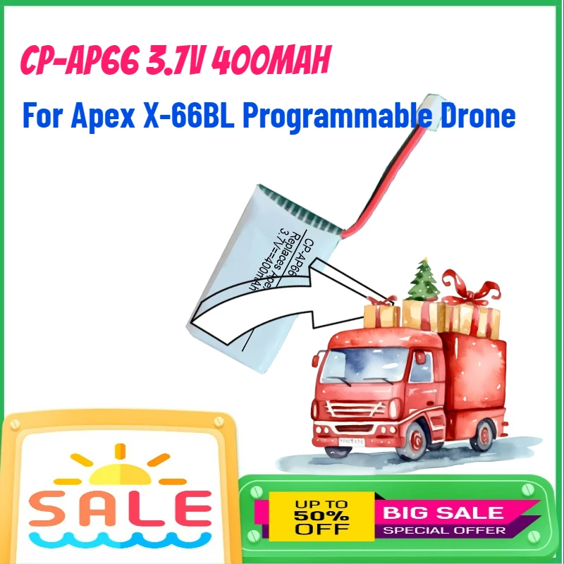 CP-AP66 3.7V 400mAh Lithium-ion Battery For Apex X-66BL Programmable Drone Batteries Accessories
CP-AP66 3.7V 400mAh Lithium-ion Battery For Apex X-66BL Programmable Drone Batteries Accessories