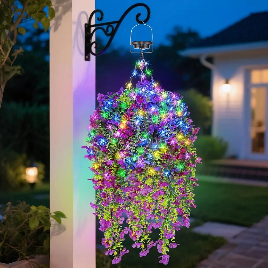 Outdoor Hanging Basket with Artificial Flowers: Fake Flower Basket with Solar String Lights for Garden Decor 10 Inches Realisti
Outdoor Hanging Basket with Artificial Flowers: Fake Flower Basket with Solar String Lights for Garden Decor 10 Inches Realisti