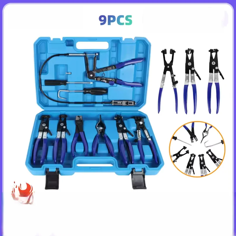 9pcs/set Car Trim Removal Tool Wire Long Reach Hose Clamp Pliers Set Fuel Oil Water Hose Auto Tools Box for Car Truck
9pcs/set Car Trim Removal Tool Wire Long Reach Hose Clamp Pliers Set Fuel Oil Water Hose Auto Tools Box for Car Truck