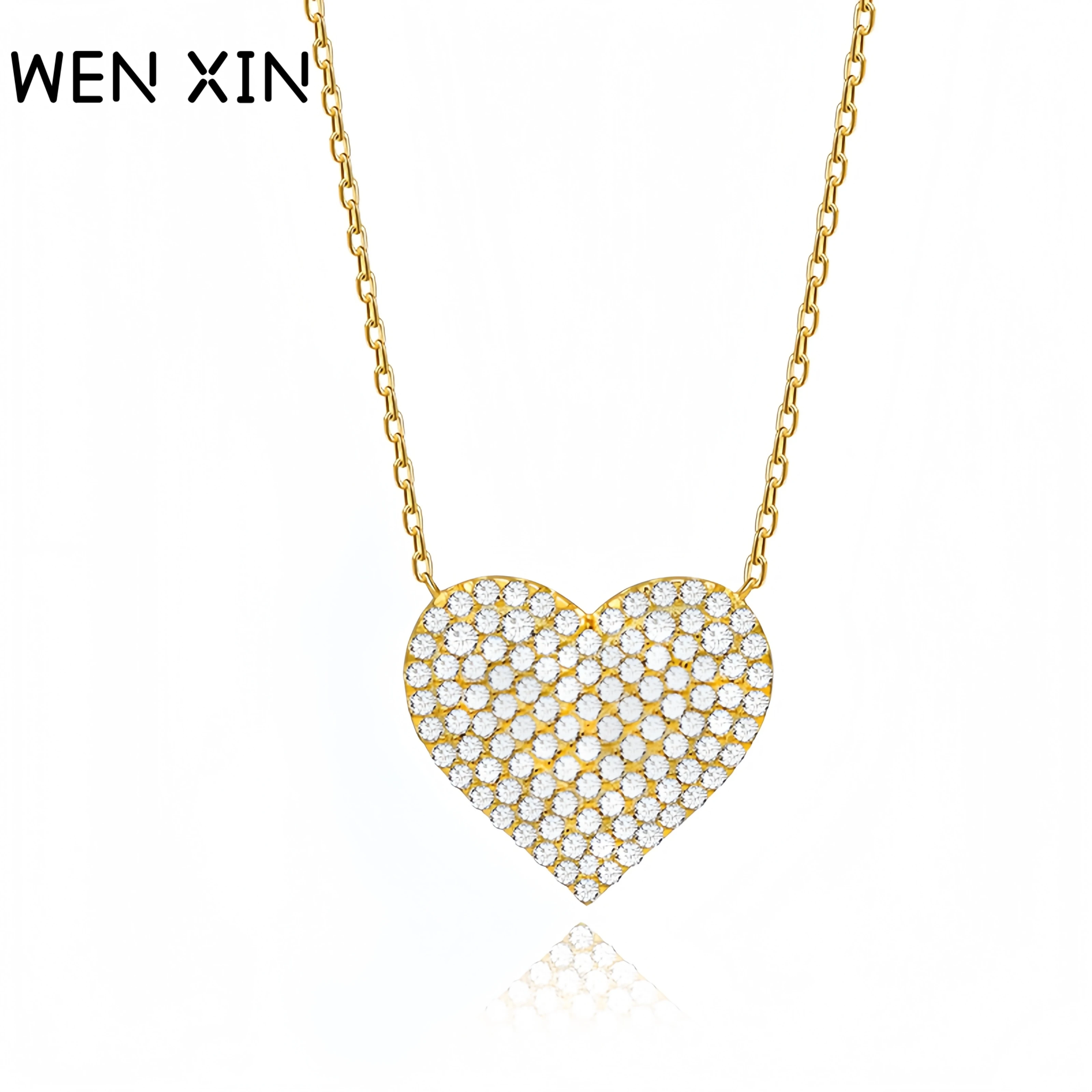 WENXIN брендовое роскошное сердце, стерлинговое серебро 925 пробы, кулон с цирконом, ожерелье, выращенное в лаборатории, высокоуглеродистые бриллианты, драгоценные камни, ожерелья, ювелирные изделия 
WENXIN брендовое роскошное сердце, стерлинговое серебро 925 пробы, кулон с цирконом, ожерелье, выращенное в лаборатории, высокоуглеродистые бриллианты, драгоценные камни, ожерелья, ювелирные изделия