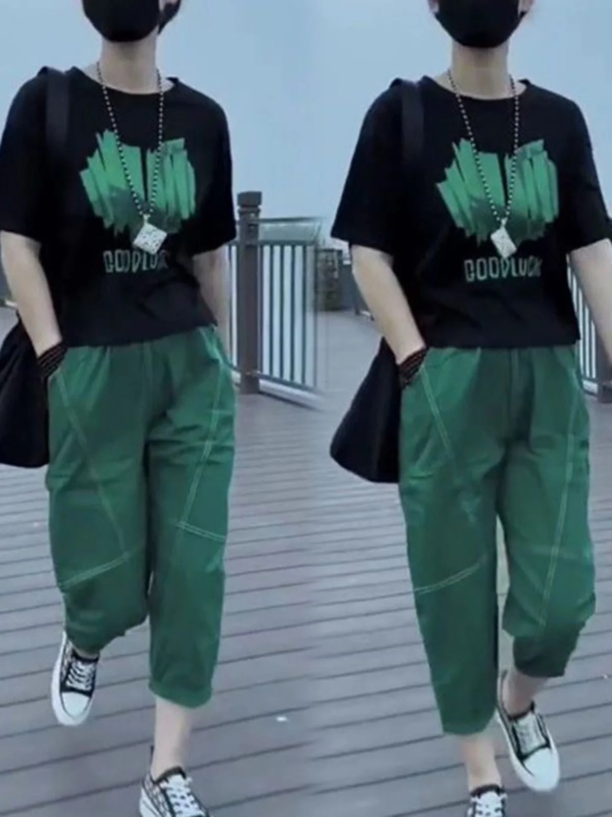 Women's Pure Cotton Casual Sports Set Summer Fashion Loose Slimming Short Sleeve T-Shirt Harlan Pants Small Size Two-Piece Set
Women's Pure Cotton Casual Sports Set Summer Fashion Loose Slimming Short Sleeve T-Shirt Harlan Pants Small Size Two-Piece Set