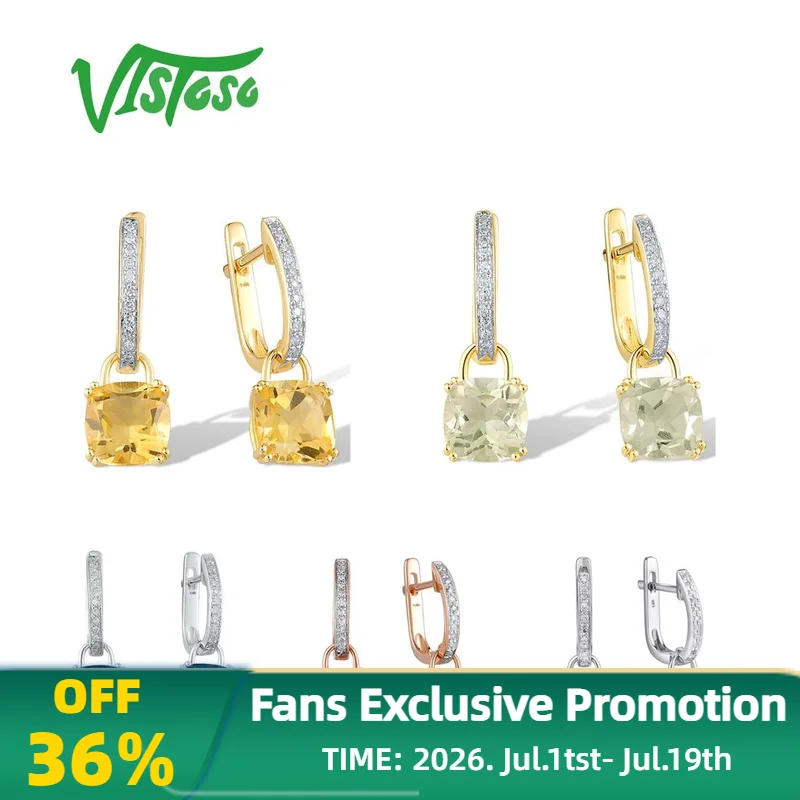 VISTOSO Pure 14K 585 Gold Earrings For Women Sparkling Diamond Limpid Prasiolite Citrine Sky Blue Topaz Classical Fine Jewelry
VISTOSO Pure 14K 585 Gold Earrings For Women Sparkling Diamond Limpid Prasiolite Citrine Sky Blue Topaz Classical Fine Jewelry