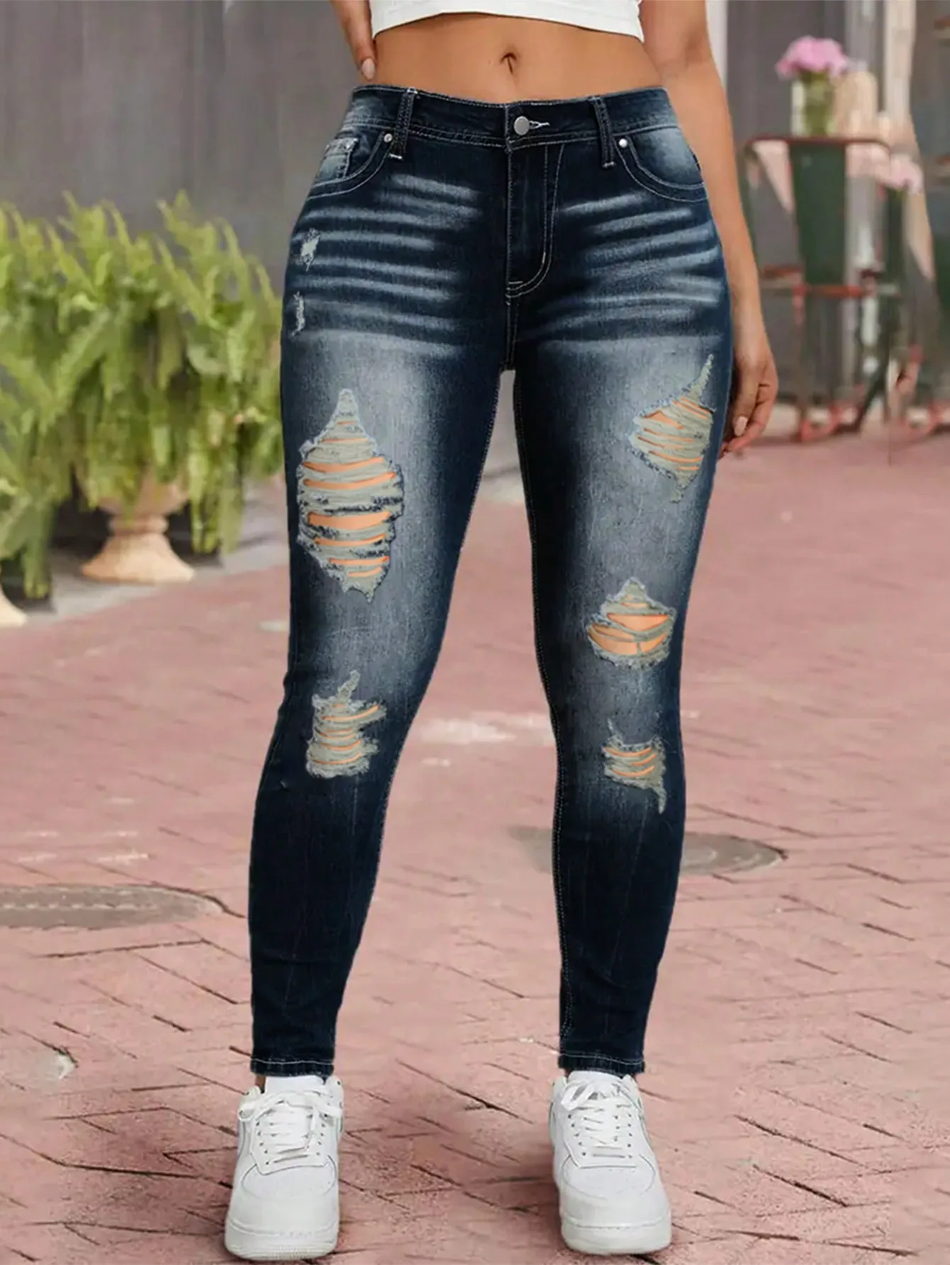 Women's High Waisted Skinny Jeans 2025 Trendy Ripped Design Stretch Denim Button Front Ankle Length Pants
Women's High Waisted Skinny Jeans 2025 Trendy Ripped Design Stretch Denim Button Front Ankle Length Pants