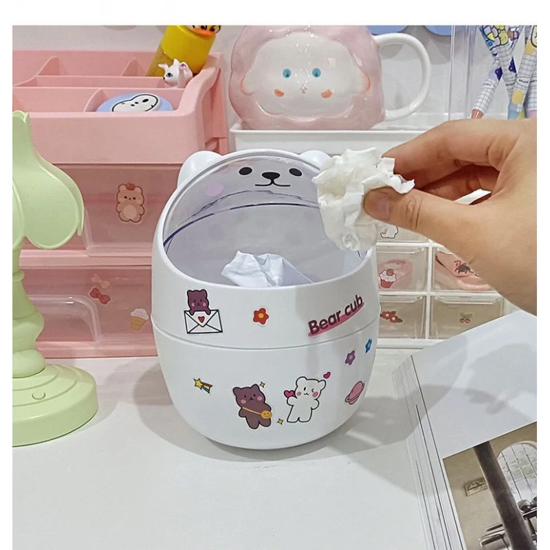 Cute Bear Trash Organizer Ins Desktop With Lid Kawaii Storage Box Girl Pen Holder Storage Bucket With Flip Top Household goods
Cute Bear Trash Organizer Ins Desktop With Lid Kawaii Storage Box Girl Pen Holder Storage Bucket With Flip Top Household goods