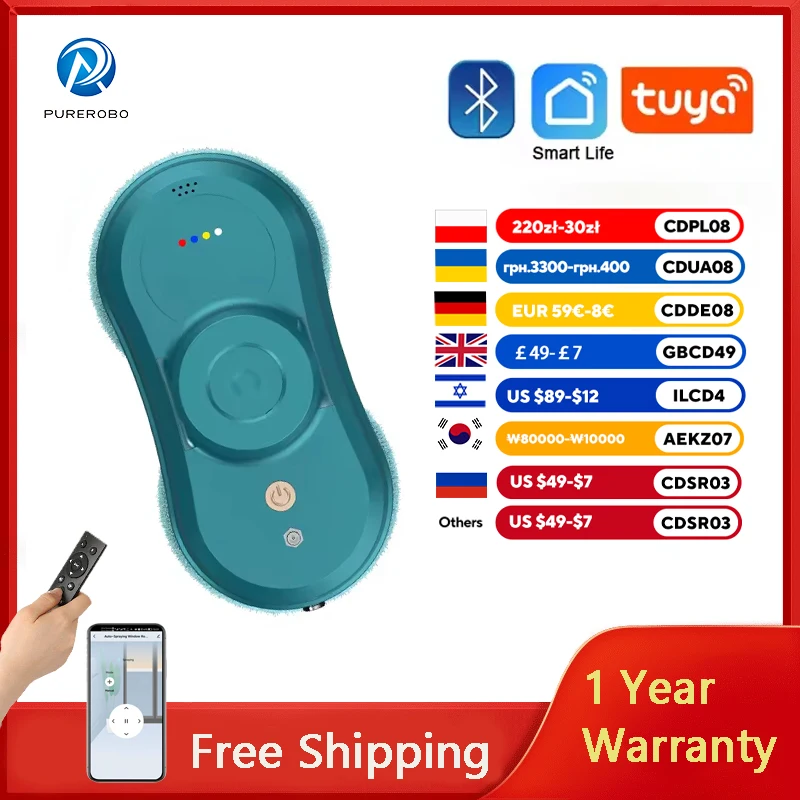 Робот-очиститель окон Purerobo W-R1 Smart APP Control Автоматическая очистка стекла Высокая мощность всасывания Вакуумная очистка окон робототехника
Робот-очиститель окон Purerobo W-R1 Smart APP Control Автоматическая очистка стекла Высокая мощность всасывания Вакуумная очистка окон робототехника