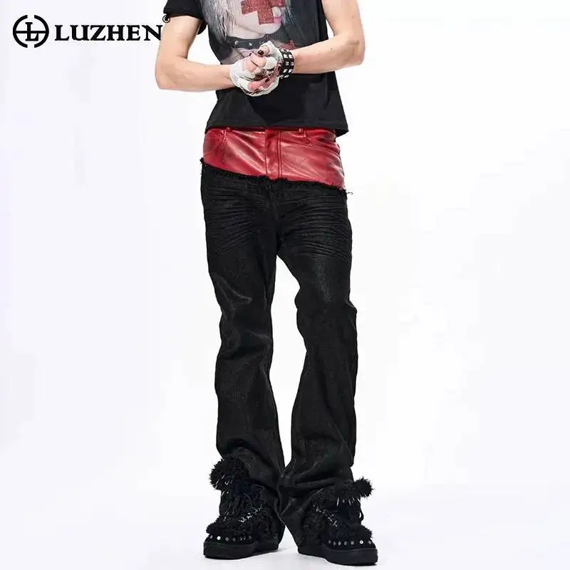 LUZHEN 2026 New Original Personalized Leather PU Splicing Design Slim Jeans Men's Trendy Streetwear Straight Denim Pants JY7218
LUZHEN 2026 New Original Personalized Leather PU Splicing Design Slim Jeans Men's Trendy Streetwear Straight Denim Pants JY7218