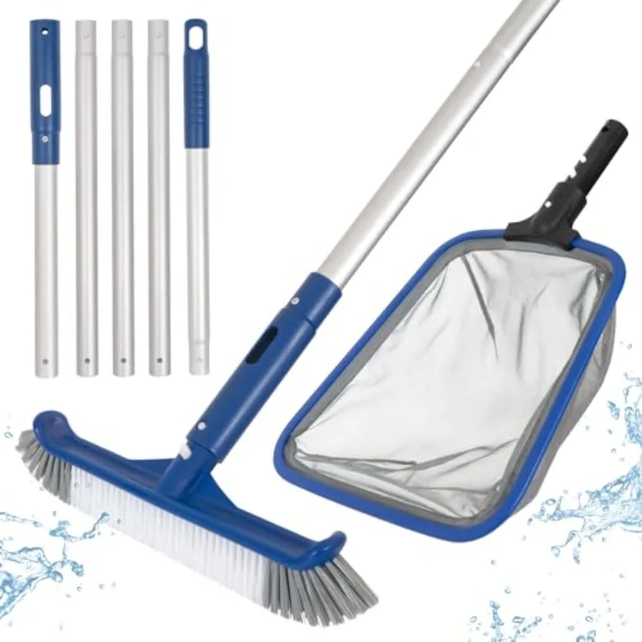 Pool Cleaning Kit, 14.5'' Pool Brush Head and Ultra Fine Mesh Pool Skimmer Net with Pole, Aluminum Frame Pool Net Skimmer and P
Pool Cleaning Kit, 14.5'' Pool Brush Head and Ultra Fine Mesh Pool Skimmer Net with Pole, Aluminum Frame Pool Net Skimmer and P