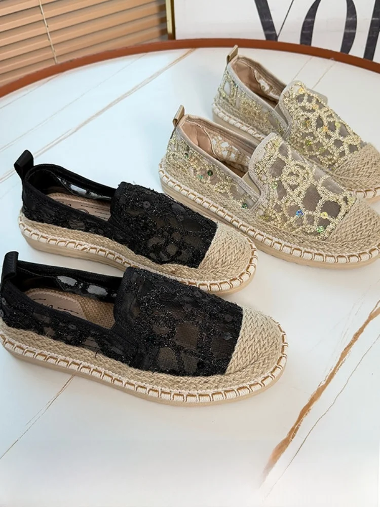 Heavyweight Bead Embroidery Hollow Mesh Fisherman Shoes Women's Fashion Slip-On Casual Shoes Trendy Spring Season round Toe
Heavyweight Bead Embroidery Hollow Mesh Fisherman Shoes Women's Fashion Slip-On Casual Shoes Trendy Spring Season round Toe