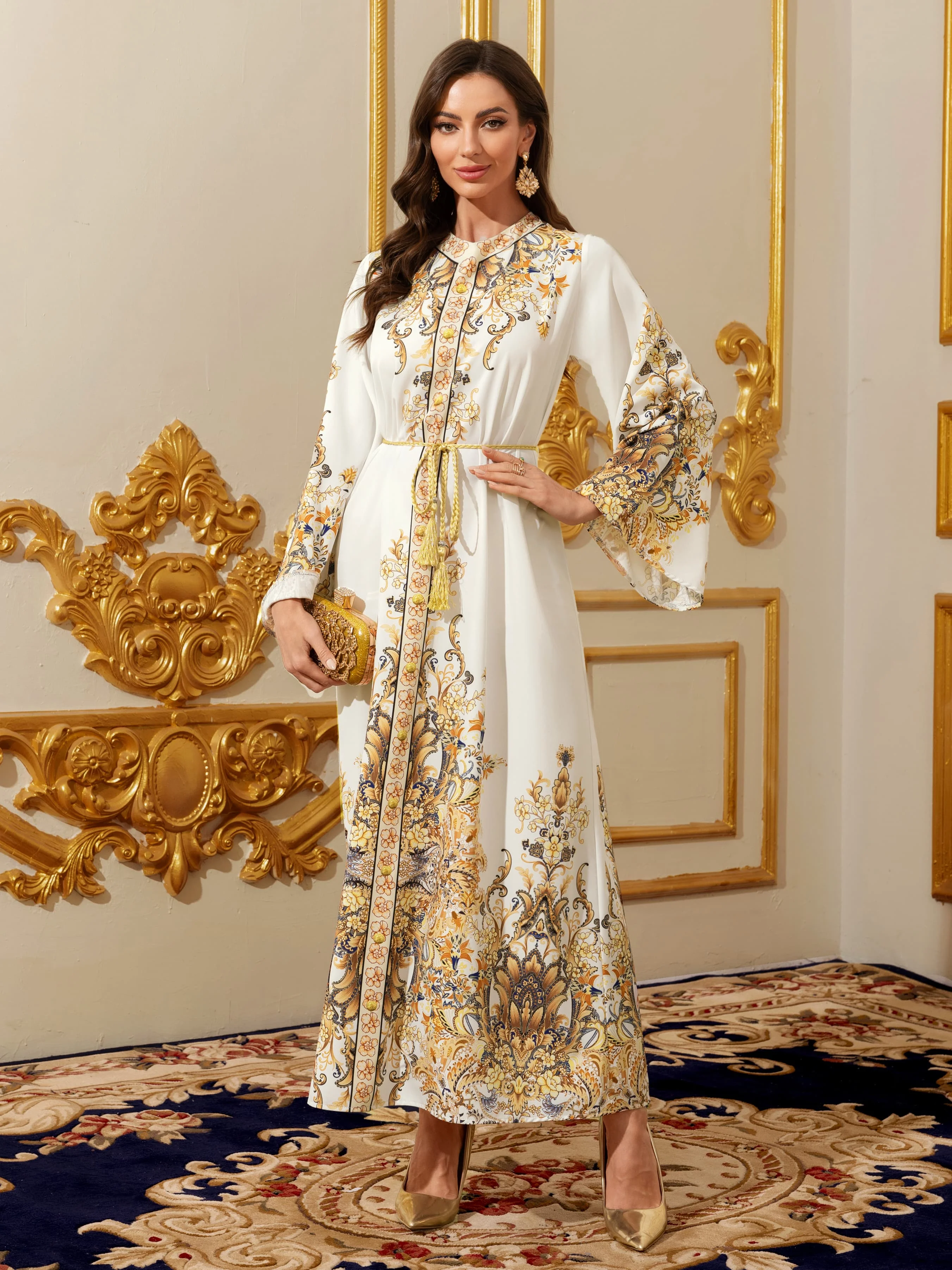 Скромное платье макси на Ближневостоке - мусульманский марокканский кафтан Абая для женщин, платье Ид с золотой вышивкой, исламская традиционная одежда
Скромное платье макси на Ближневостоке - мусульманский марокканский кафтан Абая для женщин, платье Ид с золотой вышивкой, исламская традиционная одежда