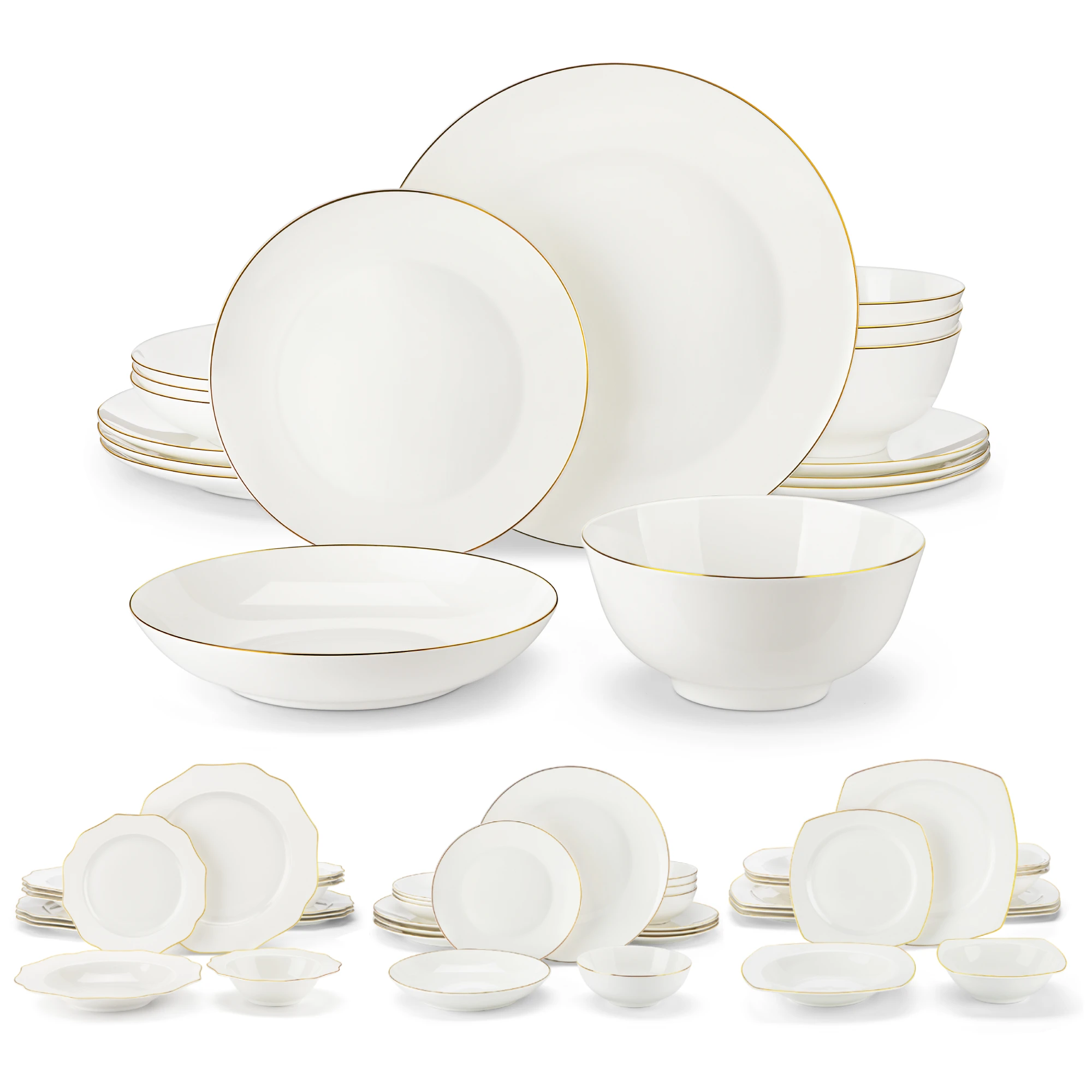MALACASA 16/32-PCS Nordic European Golden Rim White Bone China Tableware Set with Bowl,Dinner&Dessert&Soup Plate Set for 4
MALACASA 16/32-PCS Nordic European Golden Rim White Bone China Tableware Set with Bowl,Dinner&Dessert&Soup Plate Set for 4
