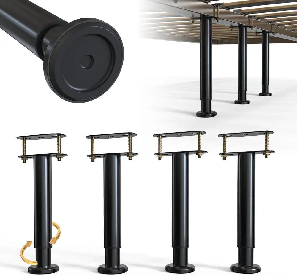 Adjustable Bed Support Legs for Heavy Duty Bed Frame, 7-12.6 Inch Metal Bed Slat Support with Rubber Pads, 4 Pack
Adjustable Bed Support Legs for Heavy Duty Bed Frame, 7-12.6 Inch Metal Bed Slat Support with Rubber Pads, 4 Pack