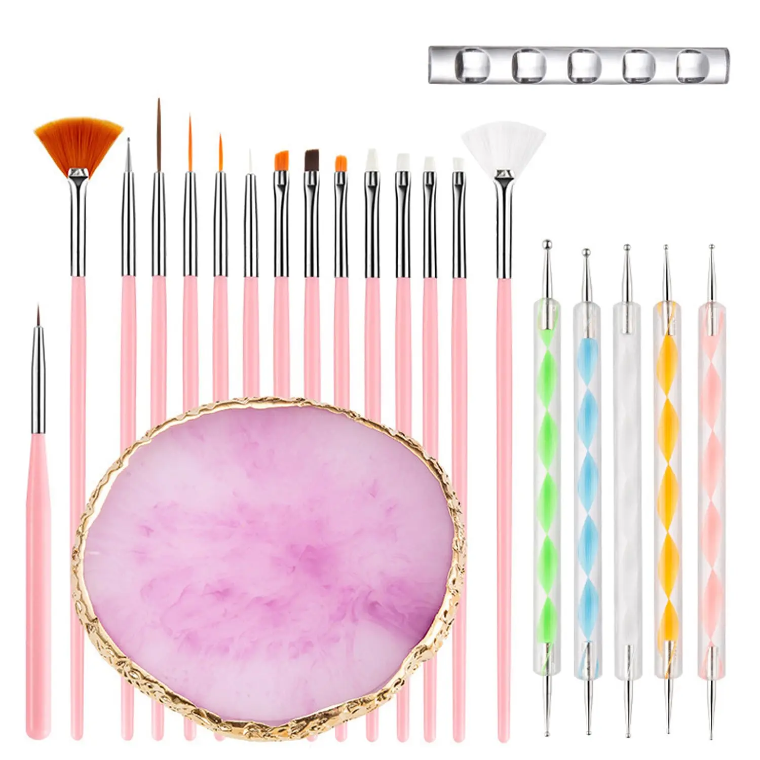 22-Piece Nail Art Tools Set with Resin Palette and Dotting Pens for DIY Manicure Home Salon
22-Piece Nail Art Tools Set with Resin Palette and Dotting Pens for DIY Manicure Home Salon