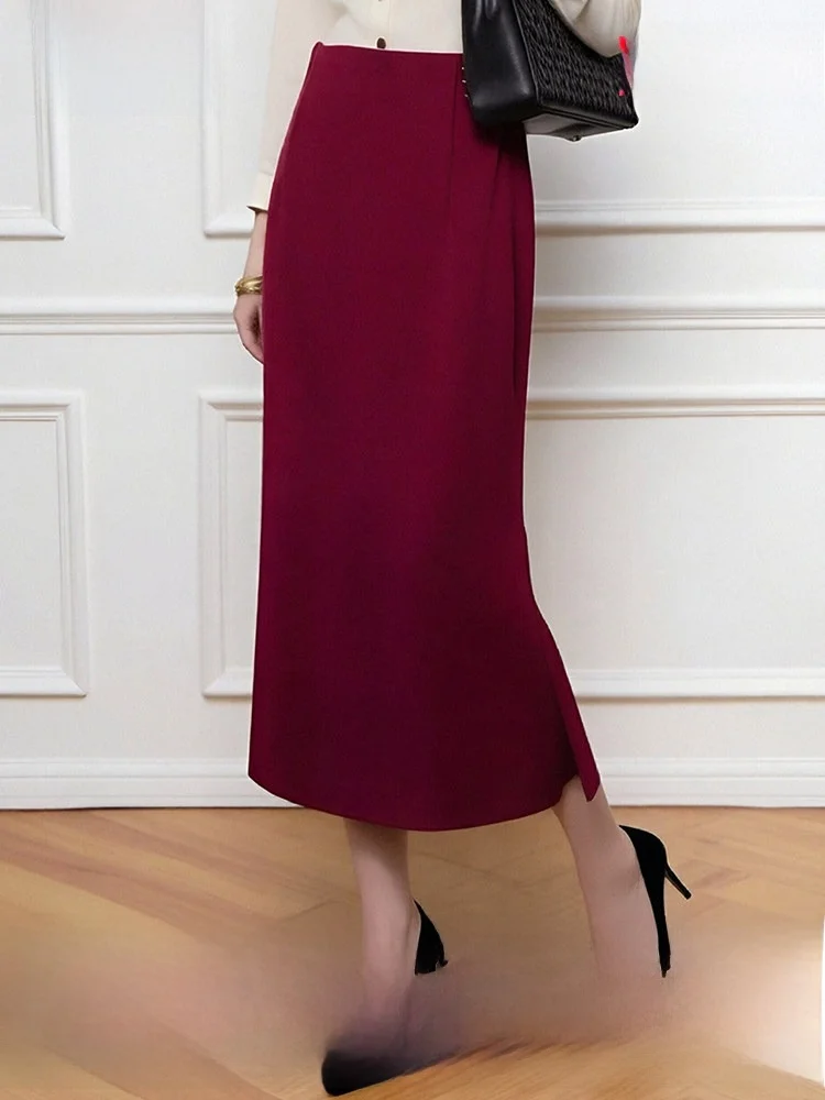 Red Midi Wrap Skirt High Waist Workwear for Women Business Professional Slim Fit Polyester Fiber H-Shape Skirt by FX.&Mongyi
Red Midi Wrap Skirt High Waist Workwear for Women Business Professional Slim Fit Polyester Fiber H-Shape Skirt by FX.&Mongyi