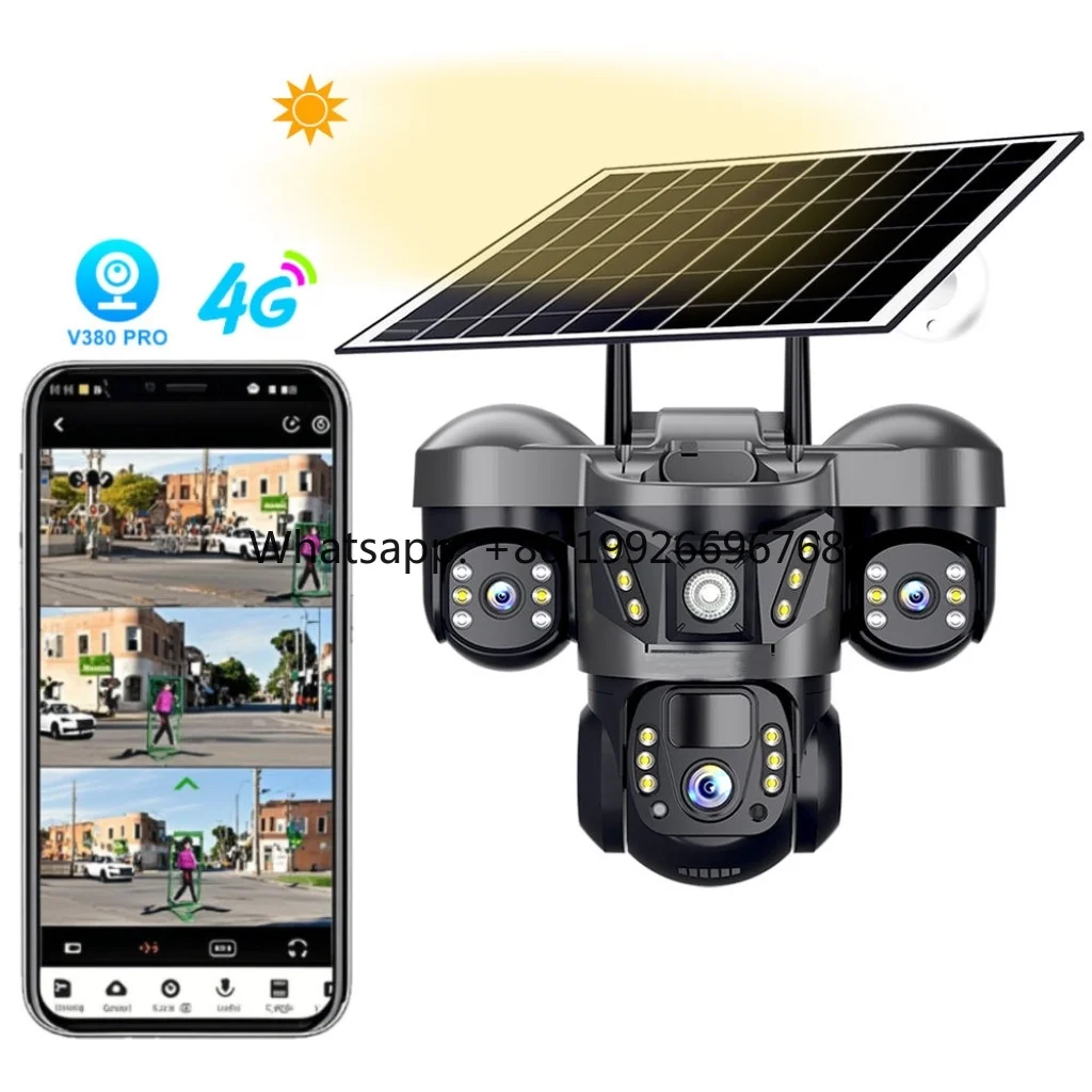 V380 4G 3 Lens 3 Screens Solar Camera Support Cloud Storage and SD Memory Card Outdoor IP66 Water-proof CCTV Camera
V380 4G 3 Lens 3 Screens Solar Camera Support Cloud Storage and SD Memory Card Outdoor IP66 Water-proof CCTV Camera