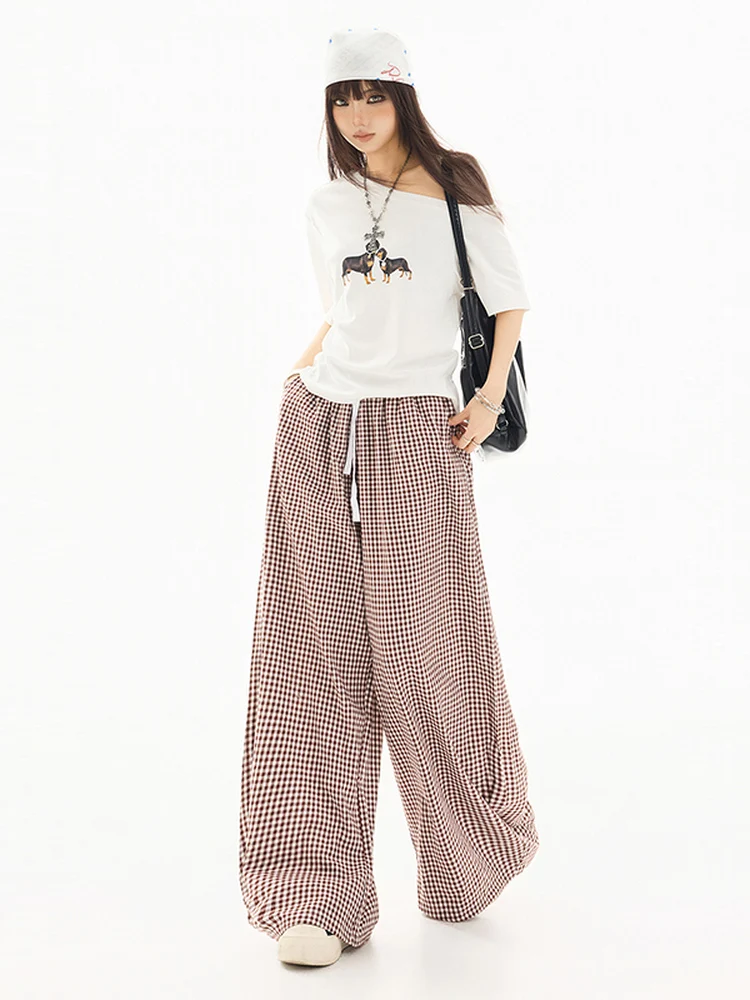 High Waist Wide Leg Straight Cut Casual Pants Women's Soft Texture Plaid Loose Fit Floor Length Pants Korean Style Slimming
High Waist Wide Leg Straight Cut Casual Pants Women's Soft Texture Plaid Loose Fit Floor Length Pants Korean Style Slimming