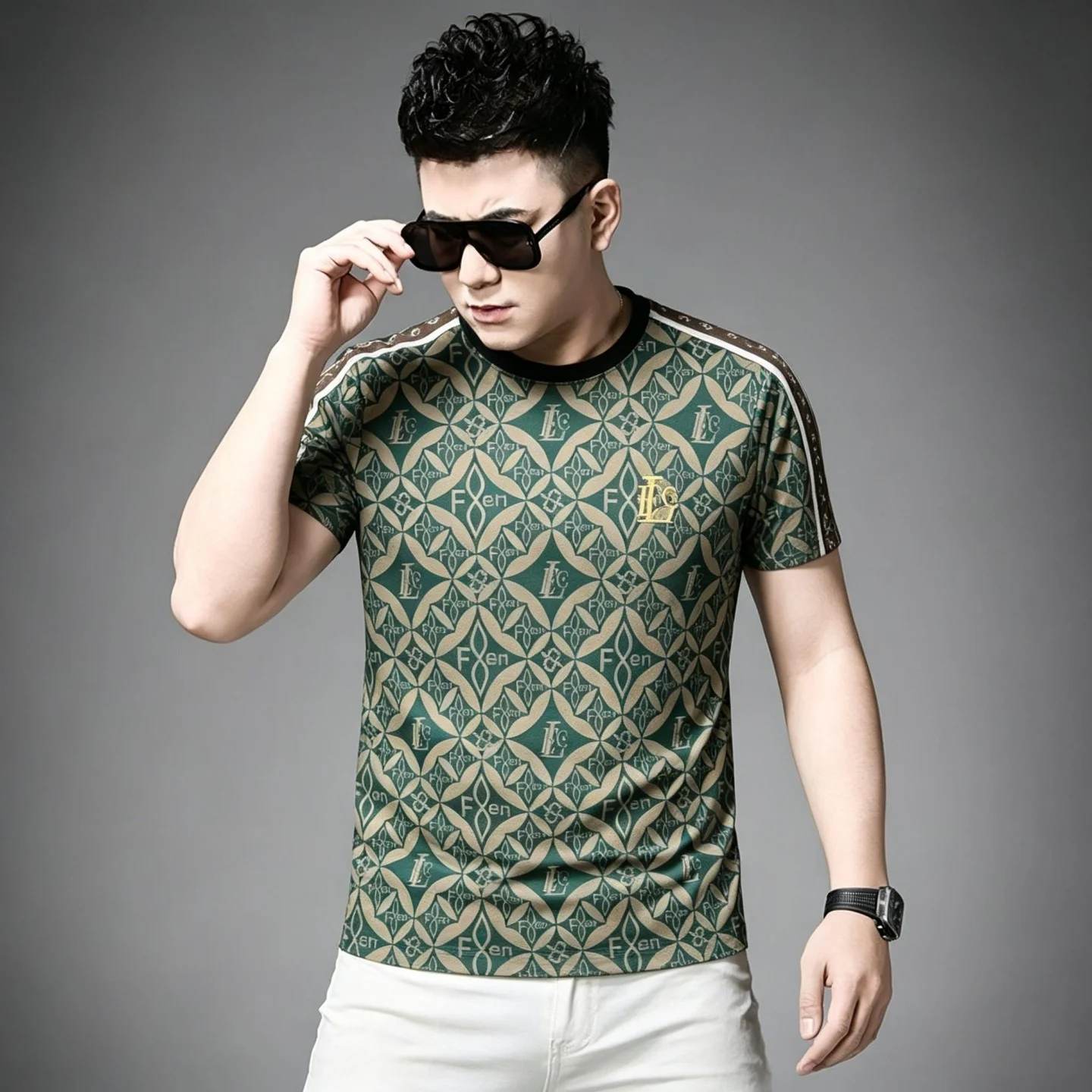 Summer Men's Slim Fit Ice Silk f Sve T-irt ort Sve Printed Lightweight Striped Waisand Breathable Casual Tee
Summer Men's Slim Fit Ice Silk f Sve T-irt ort Sve Printed Lightweight Striped Waisand Breathable Casual Tee