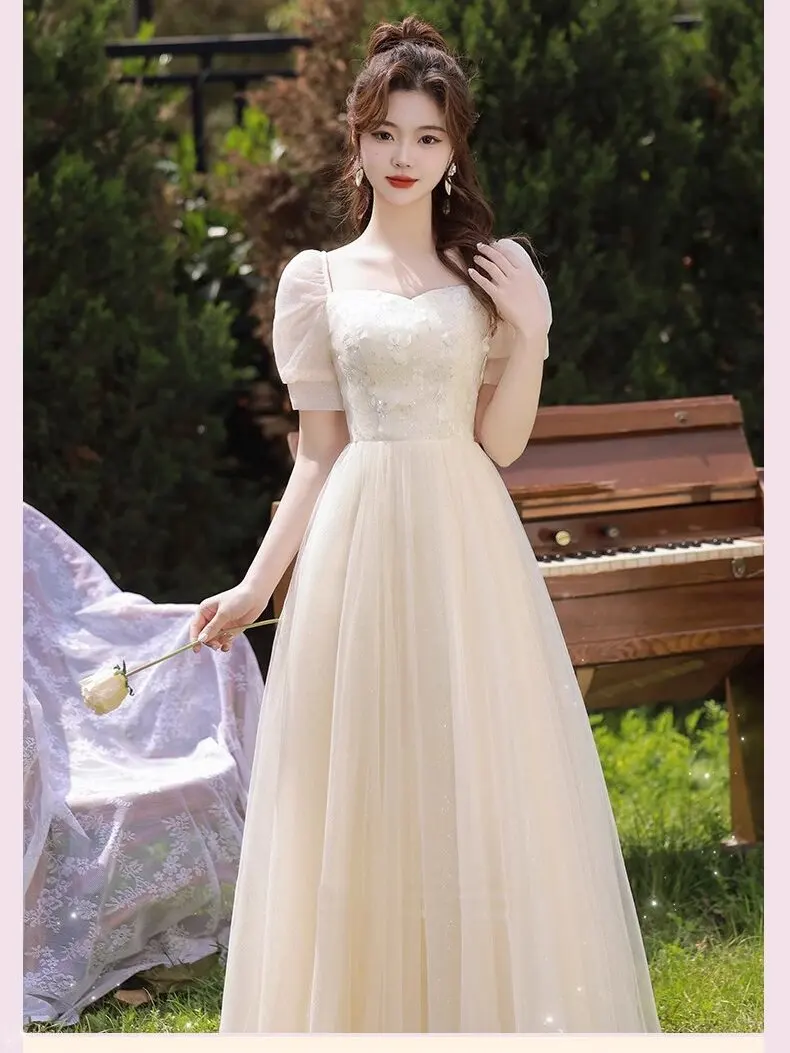 Champagne Color Maids Dr Ele Slimming Performance Wedding Sister up Can Wear Mid-Length Ball Gown Sle ort Sve
Champagne Color Maids Dr Ele Slimming Performance Wedding Sister up Can Wear Mid-Length Ball Gown Sle ort Sve