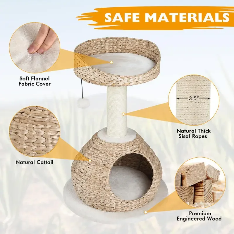 28 Inches Hand-Made Cat Tree Tower with Jump Platform-White
28 Inches Hand-Made Cat Tree Tower with Jump Platform-White