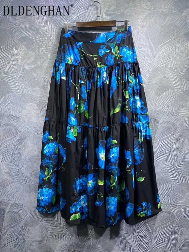 DLDENGHAN Spring 100% Cotton Skirt Women Dark Night Blue Morning Glory Flower Vintage Party Long Skirt Fashion Designer New
DLDENGHAN Spring 100% Cotton Skirt Women Dark Night Blue Morning Glory Flower Vintage Party Long Skirt Fashion Designer New