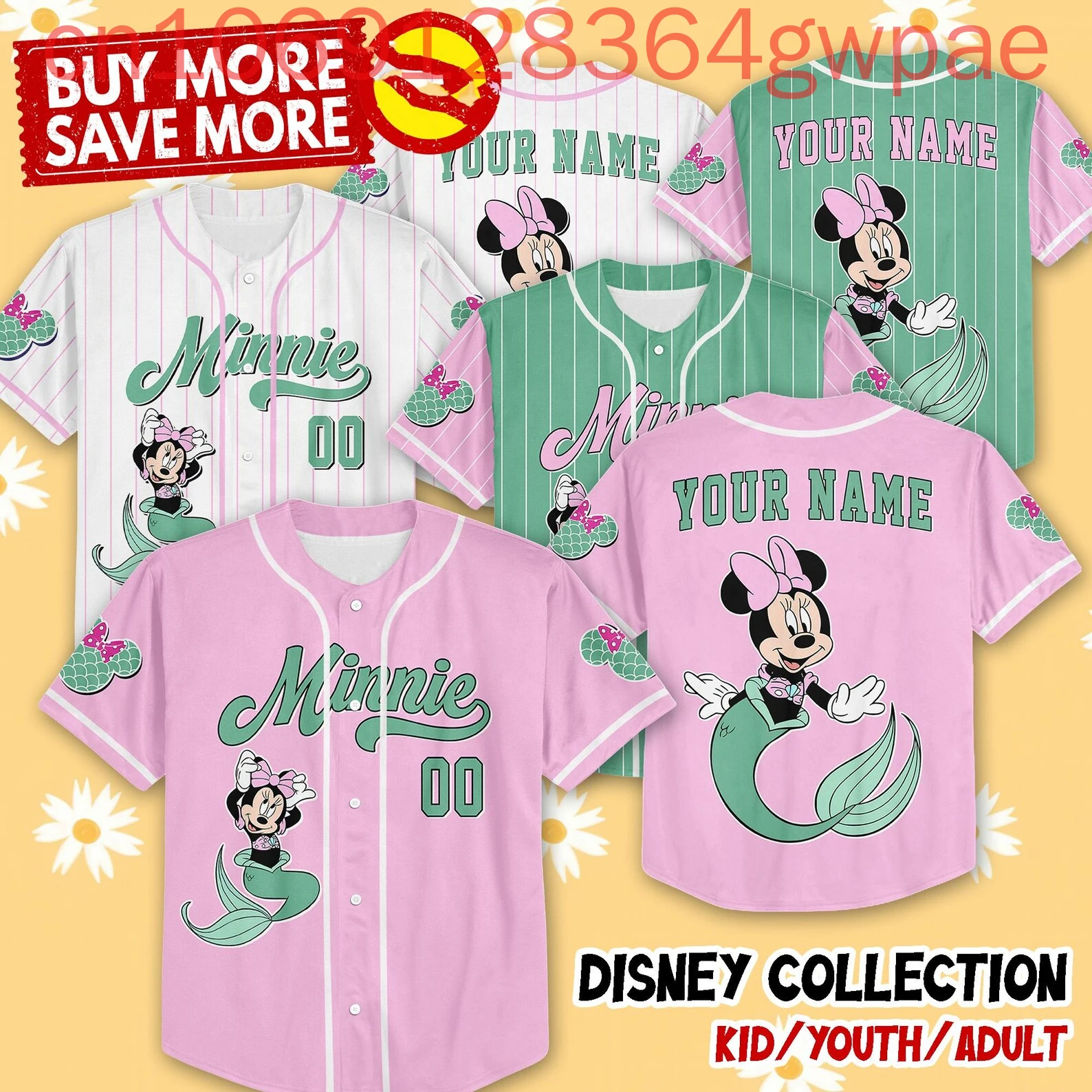 Custom Minnie Mermaid Baseball Jersey Men Women Kids Summer Casual Short Sleeve Baseball Shirt Disney Fashion Jersey Tops
Custom Minnie Mermaid Baseball Jersey Men Women Kids Summer Casual Short Sleeve Baseball Shirt Disney Fashion Jersey Tops