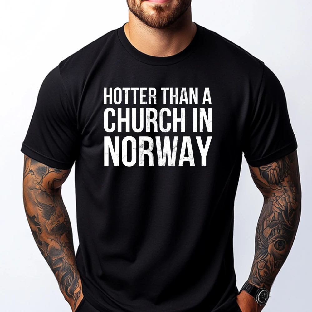 Hotter Than A Church In Norway Black Metal T Shirts Men Oversized Gothic Style T Shirts Men Cotton Men's Clothing
Hotter Than A Church In Norway Black Metal T Shirts Men Oversized Gothic Style T Shirts Men Cotton Men's Clothing