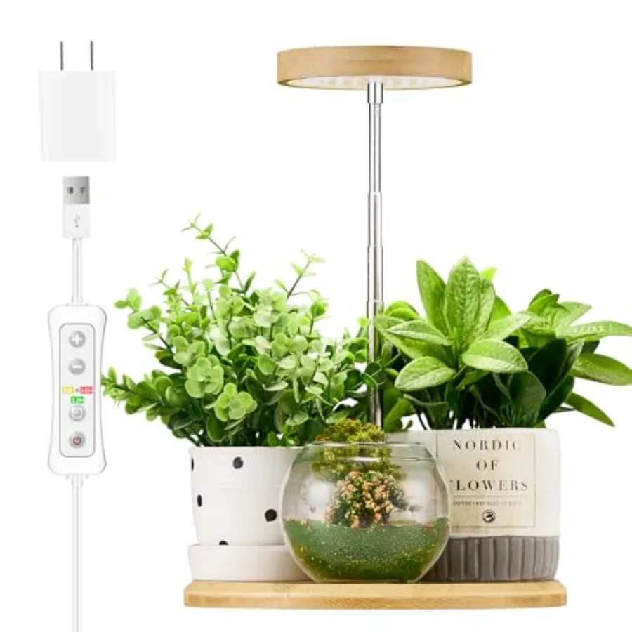 Plant Grow Light for Indoor Plant, Bamboo Mini LED Grow Light Garden, Height Adjustable, Automatic Timer with 8/2/6 Hours
Plant Grow Light for Indoor Plant, Bamboo Mini LED Grow Light Garden, Height Adjustable, Automatic Timer with 8/2/6 Hours