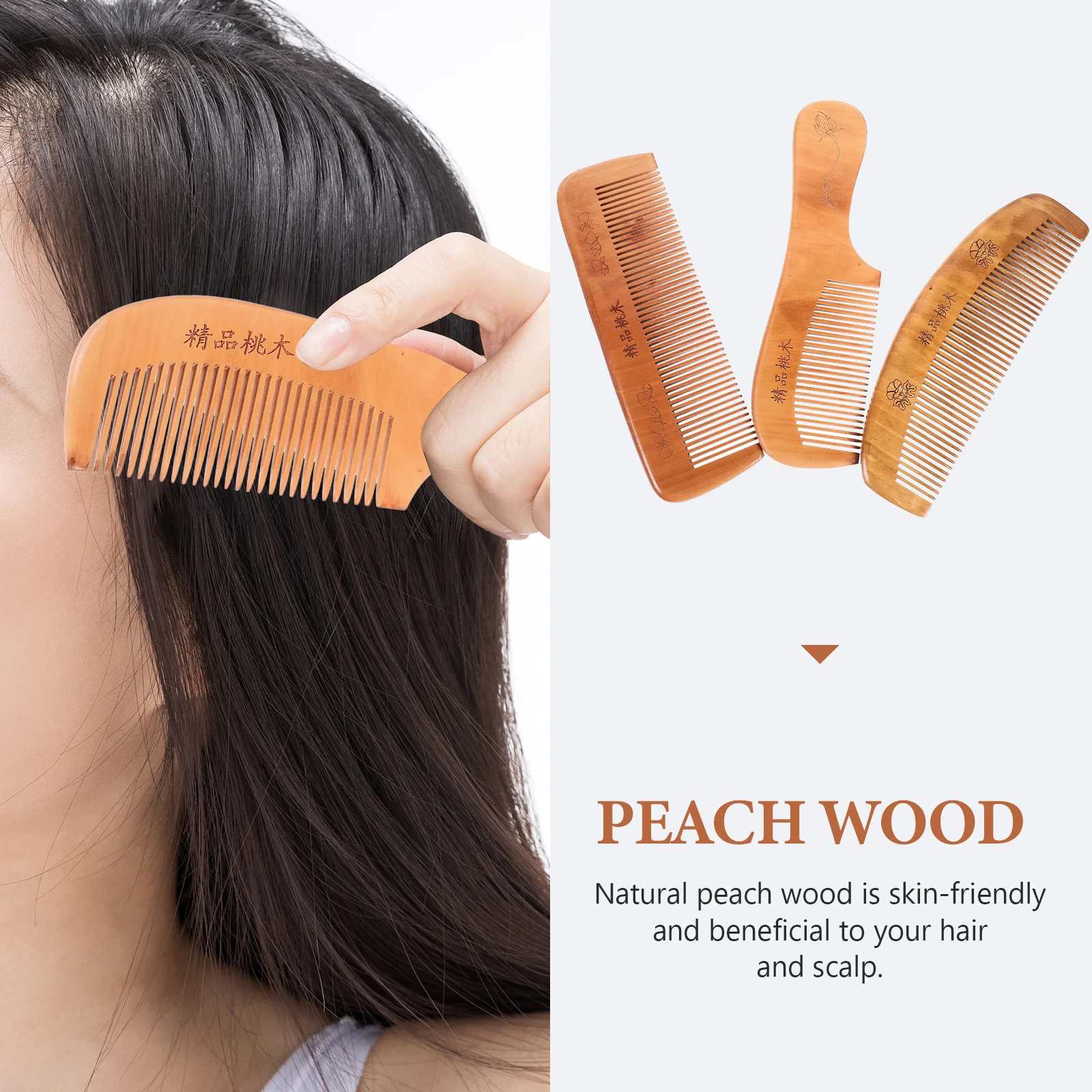 3Pcs Peach Wood Combs Anti-Static Smooth Teeth Wooden Hair Comb for -Free Hair and Scalp Care Peach Wooden Comb
3Pcs Peach Wood Combs Anti-Static Smooth Teeth Wooden Hair Comb for -Free Hair and Scalp Care Peach Wooden Comb