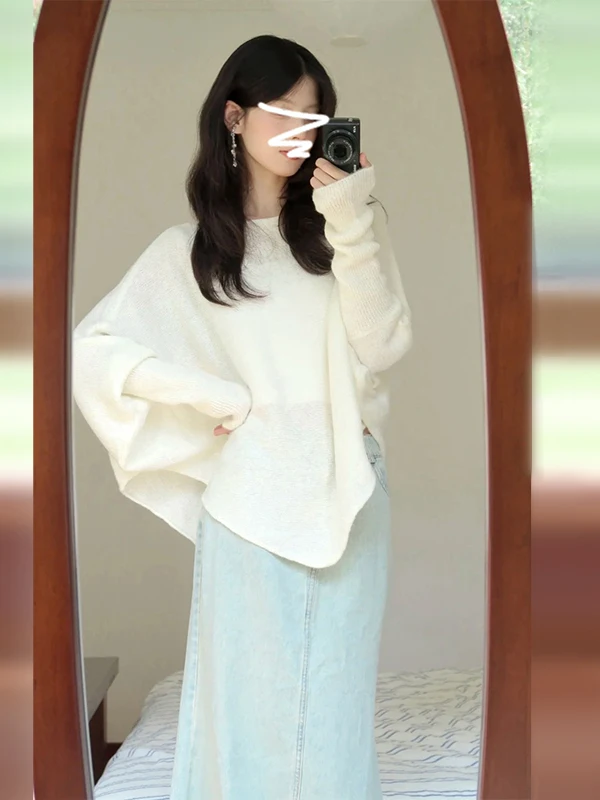 White Lazy Uneven One-oulder Knitted Sweater Women's Loose Batwing Sve Design Autumn Winter Top Comfortable Thiened Lo...
White Lazy Uneven One-oulder Knitted Sweater Women's Loose Batwing Sve Design Autumn Winter Top Comfortable Thiened Lo...