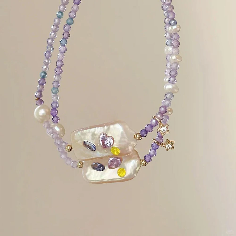 Baroque Pearl Bracelet Star Heart Bead Jewelry Trendy Purple Crystal Bangle Easy Match Accessories Gift 
Baroque Pearl Bracelet Star Heart Bead Jewelry Trendy Purple Crystal Bangle Easy Match Accessories Gift