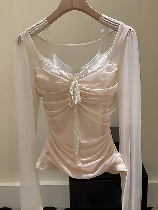 Ele Lace Splicing Long Sve T-irt Women's Spring New Sle Slimming Waist Tie Top Breathable Comfortable Lightweight ...
Ele Lace Splicing Long Sve T-irt Women's Spring New Sle Slimming Waist Tie Top Breathable Comfortable Lightweight ...