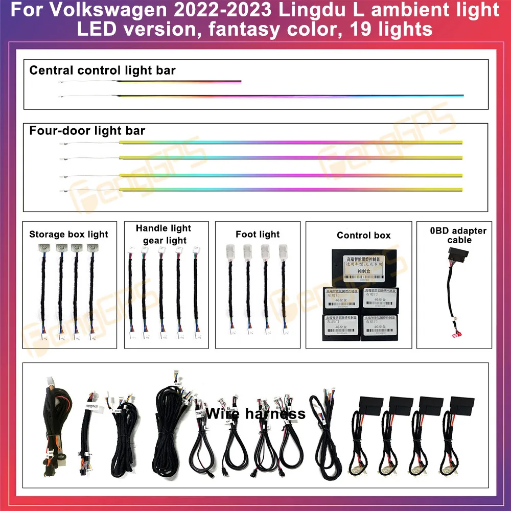 Ambient Lights For Volkswagen Lamando L 2022-2023 Atmosphere Light Original 1:1 Mold Fantasy Color 19 LED Lights APP Control
Ambient Lights For Volkswagen Lamando L 2022-2023 Atmosphere Light Original 1:1 Mold Fantasy Color 19 LED Lights APP Control