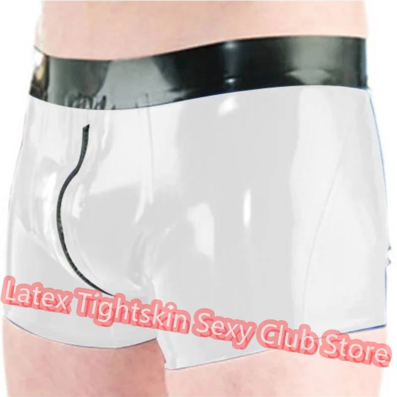 Men Latex Panties Boxer Black with Withe Crotch Zip Front To Back Sexy Fetish Shorts Handmade Underwear for Men Cosplay Costumes
Men Latex Panties Boxer Black with Withe Crotch Zip Front To Back Sexy Fetish Shorts Handmade Underwear for Men Cosplay Costumes