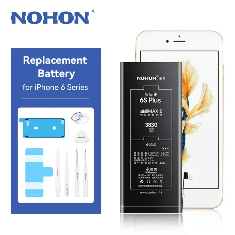 NOHON Battery for iPhone 6 Series High Capacity Replacement Battery for iPhone 6 6S 6 Plus 6S Plus Bateria with Tools
NOHON Battery for iPhone 6 Series High Capacity Replacement Battery for iPhone 6 6S 6 Plus 6S Plus Bateria with Tools