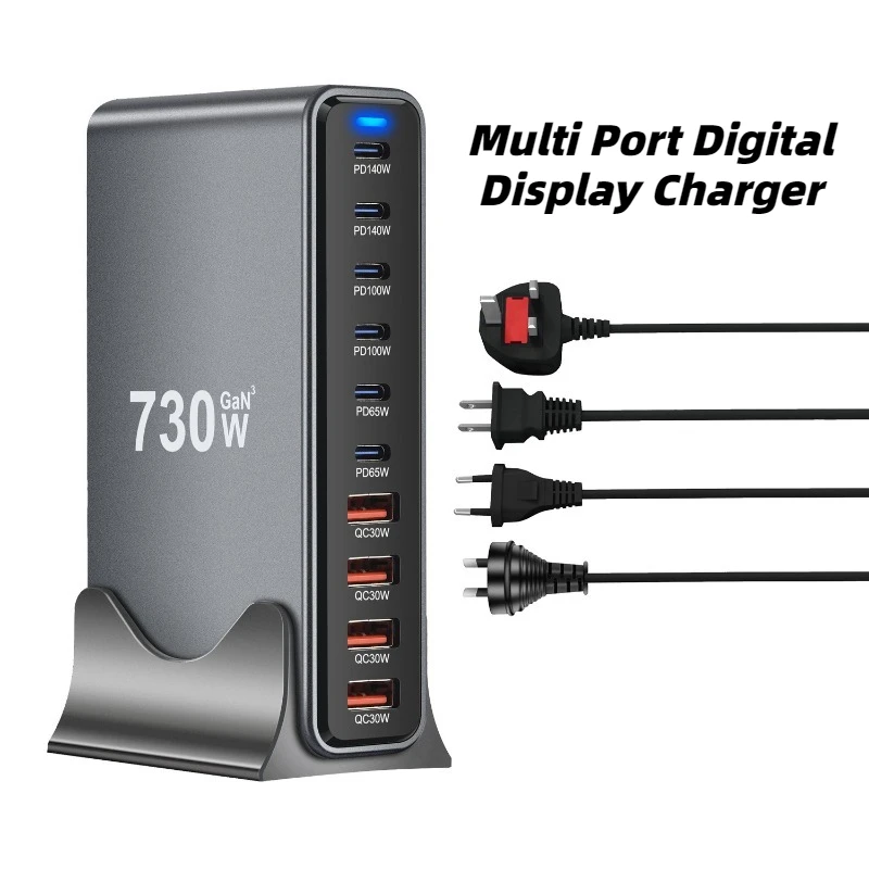 730W GaN Fast Charge 3.0 10-Port PD Charger (6C4A) for Mobiles/Tablets—Portable & Convenient
730W GaN Fast Charge 3.0 10-Port PD Charger (6C4A) for Mobiles/Tablets—Portable & Convenient