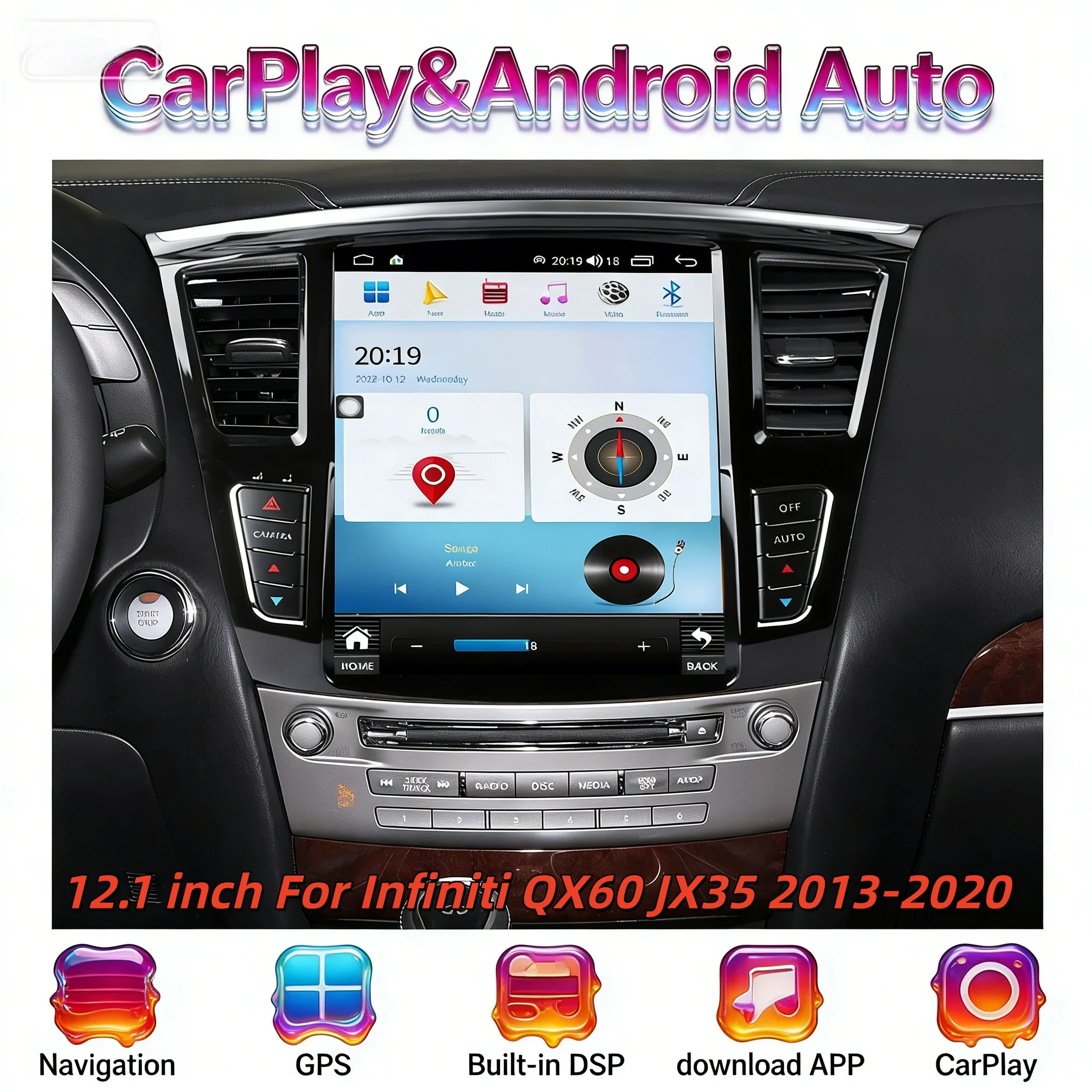 Android Multimedia Stereo BT 5.0 Player For Infiniti QX60 JX35 2013-2020 Radio Carplay Navigation WIFI 4G Head unit Touch Screen
Android Multimedia Stereo BT 5.0 Player For Infiniti QX60 JX35 2013-2020 Radio Carplay Navigation WIFI 4G Head unit Touch Screen