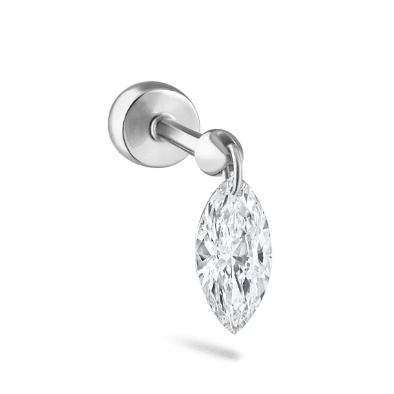 Floating Marquise Diamond Charm Threaded Stud Earring Marquee Cut AU585 White Gold Diamond Lab Grown Earring
Floating Marquise Diamond Charm Threaded Stud Earring Marquee Cut AU585 White Gold Diamond Lab Grown Earring