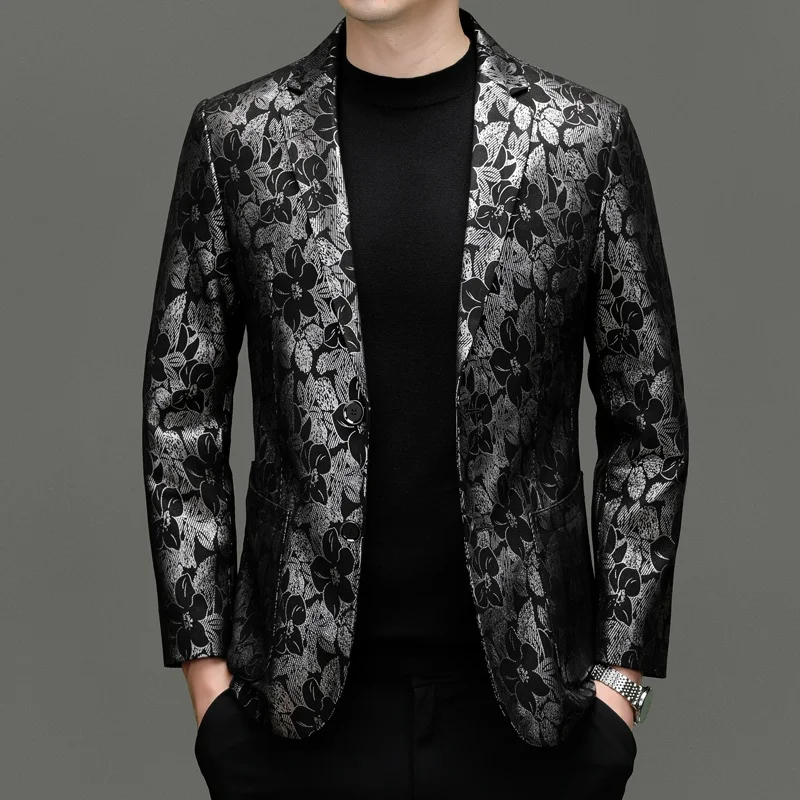 Silver Floral Print Blazers For Men Luxurious Genuine Sheepskin Spring Quality Skin-Friendly Suit Jackets Casual Terno Masculino
Silver Floral Print Blazers For Men Luxurious Genuine Sheepskin Spring Quality Skin-Friendly Suit Jackets Casual Terno Masculino
