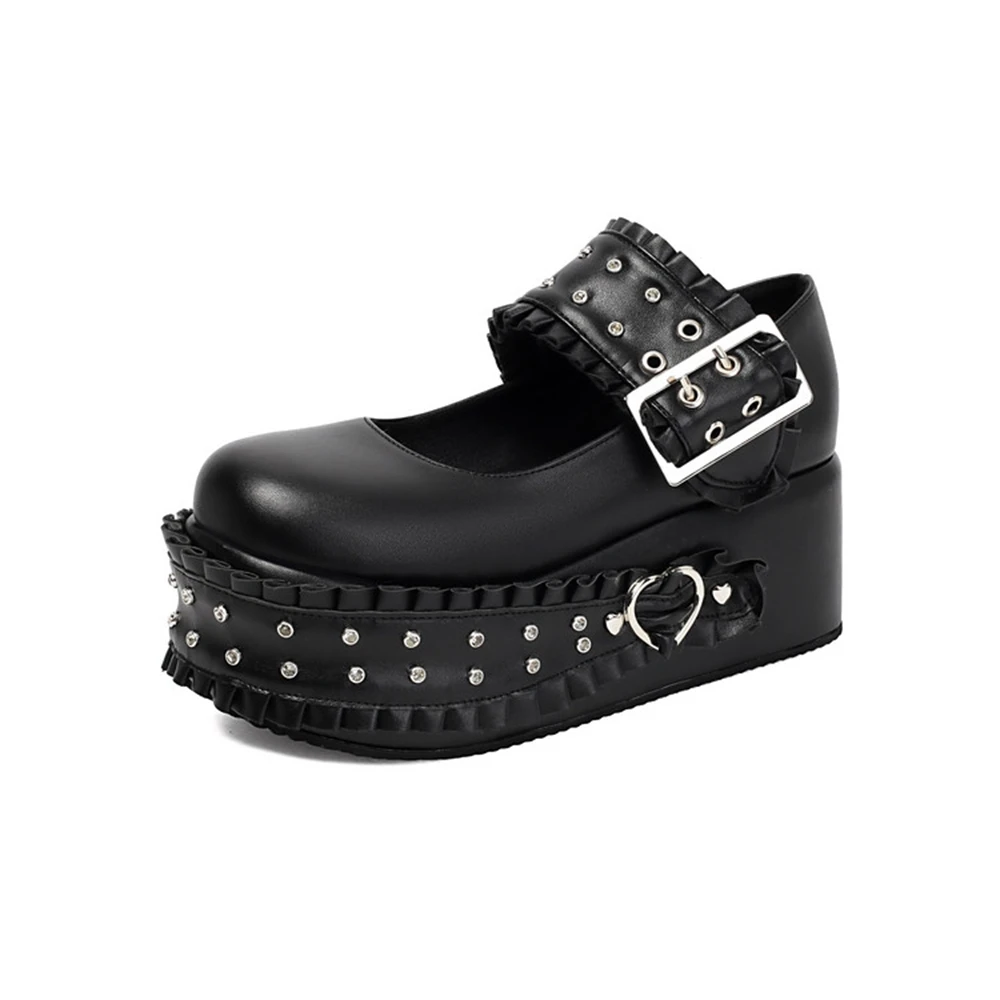 Women's Sweet Cool Lolita Platform Mary Jane Shoes Punk Rivet Buckle Wedge Heel Plus Size 34-50 Black Pink Cosplay for Girls
Women's Sweet Cool Lolita Platform Mary Jane Shoes Punk Rivet Buckle Wedge Heel Plus Size 34-50 Black Pink Cosplay for Girls