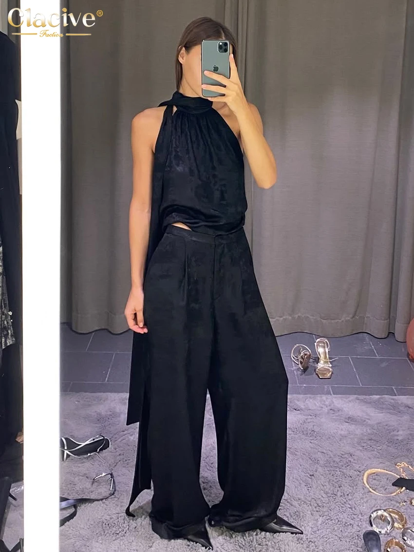 Clacive Summer Loose Black 2 Piece Sets Woman Outfit 2025 Fashion Sleeveless Tank Top With High Waist Wide Pants Set Streetwear
Clacive Summer Loose Black 2 Piece Sets Woman Outfit 2025 Fashion Sleeveless Tank Top With High Waist Wide Pants Set Streetwear