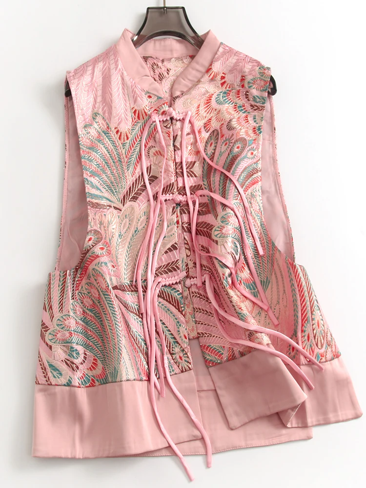 Loose Fit Sleeveless Hanfu Outerwear Women's Vest Mandarin Collar Embroidered Drawstring New Chinese Style National Trend
Loose Fit Sleeveless Hanfu Outerwear Women's Vest Mandarin Collar Embroidered Drawstring New Chinese Style National Trend