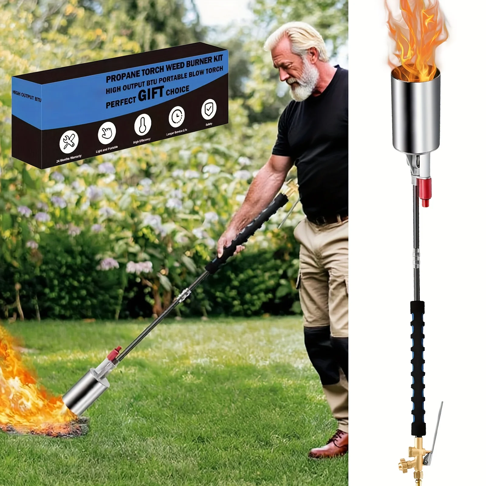 10ft Propane Weed Torch Kit, High-Output Professional Flamethrower for Weeding Roofing Ice Snow, Heavy Duty Blow Torch with Self Igniter And Long Hose, Perfect Father's Day Gift
10ft Propane Weed Torch Kit, High-Output Professional Flamethrower for Weeding Roofing Ice Snow, Heavy Duty Blow Torch with Self Igniter And Long Hose, Perfect Father's Day Gift