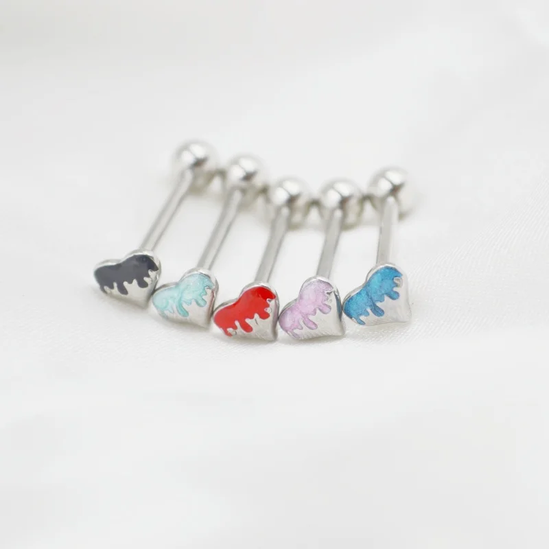 50 шт., украшения для тела, пирсинг в форме сердца, кольцо для языка, штанги, стержень для сосков, 14 г ~ 1,6 мм x 16 мм, микс, хорошие цвета
50 шт., украшения для тела, пирсинг в форме сердца, кольцо для языка, штанги, стержень для сосков, 14 г ~ 1,6 мм x 16 мм, микс, хорошие цвета