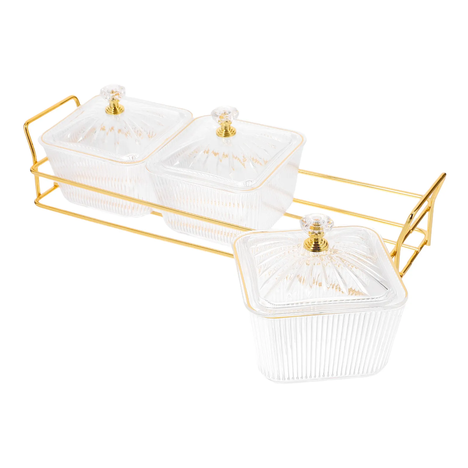 1Set Divided Serving Bowl Set with Lids Portable Golden Metal Rack Clear PP Material Removable Trays for Events Picnics
1Set Divided Serving Bowl Set with Lids Portable Golden Metal Rack Clear PP Material Removable Trays for Events Picnics