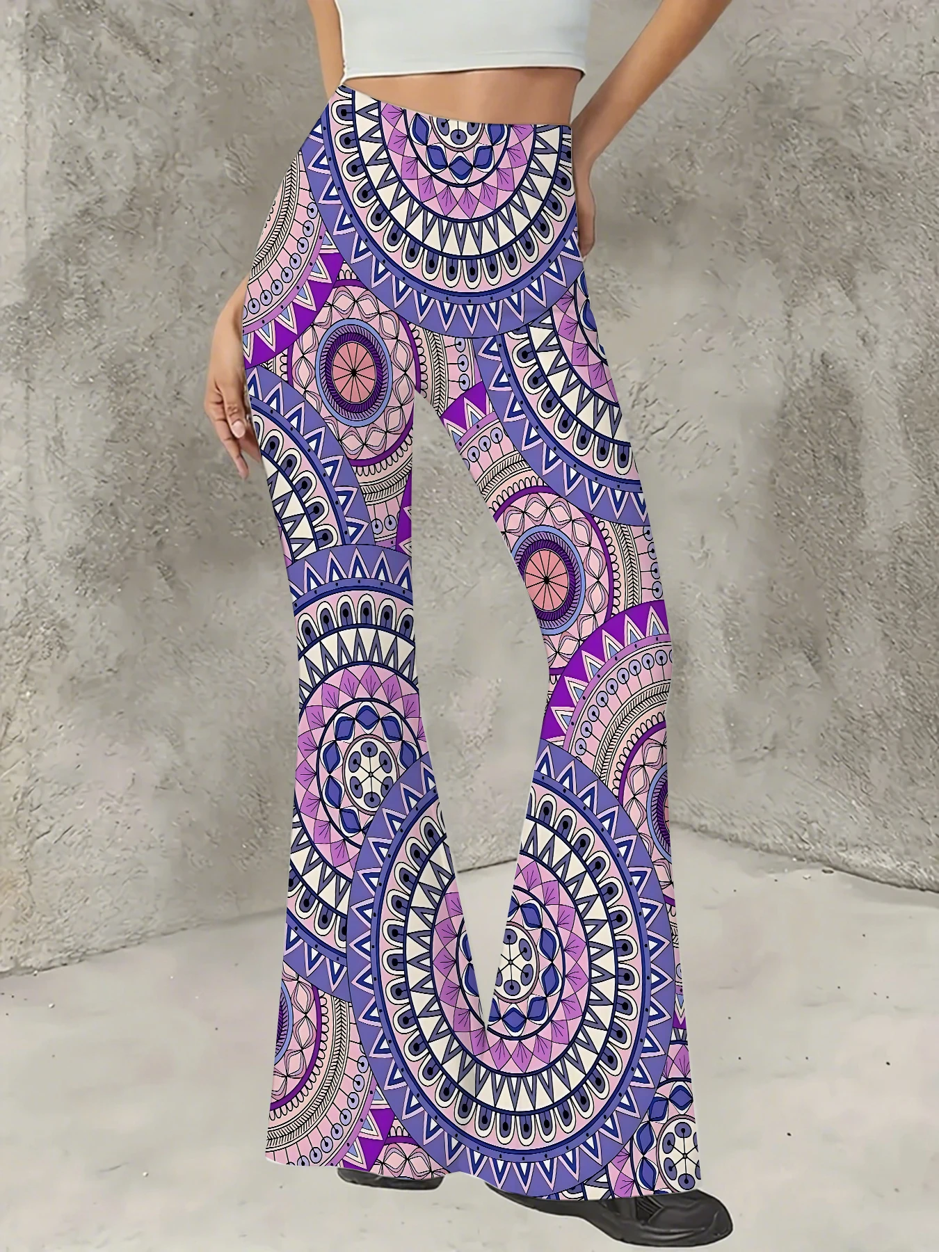 Women's Print Flare Pants Casual High Waist Knit Bell Bottom Trousers Boho
Women's Print Flare Pants Casual High Waist Knit Bell Bottom Trousers Boho