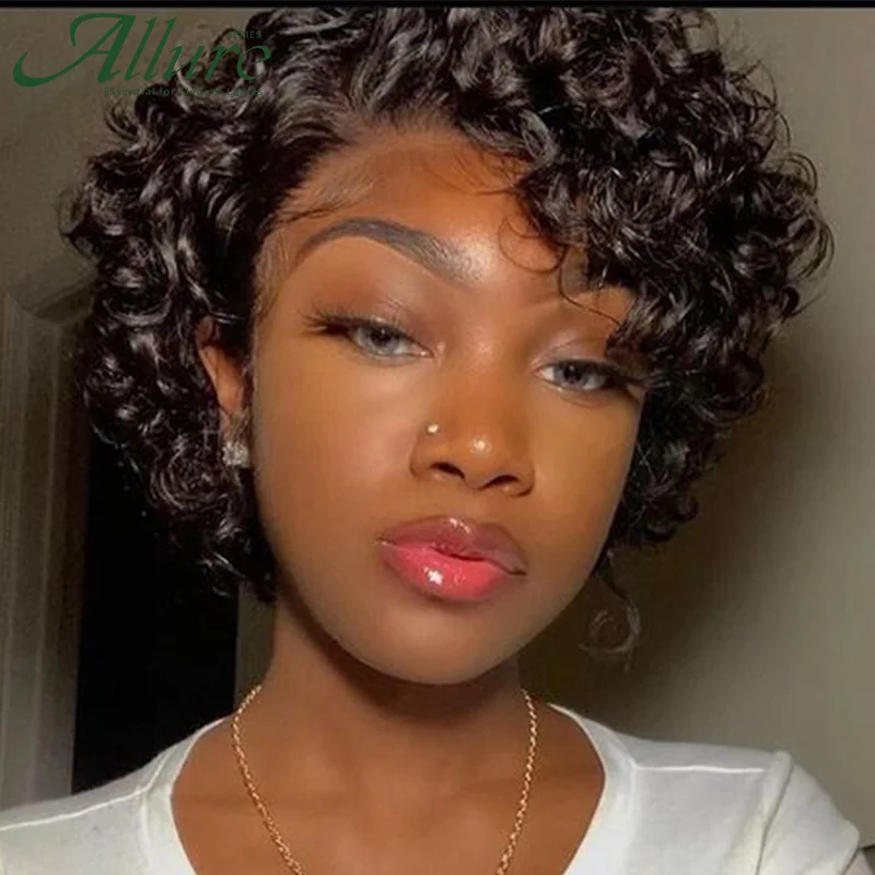 Short Curly Wigs Lace Front Human Hair Wigs Women Natural Black Curly Brazilian Hair Wigs Colored Brown T part Lace Wigs Allure
Short Curly Wigs Lace Front Human Hair Wigs Women Natural Black Curly Brazilian Hair Wigs Colored Brown T part Lace Wigs Allure