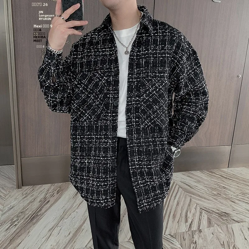 Мужская шерстяная куртка в клетку свободного кроя, повседневная, с отложным воротником, из полиэстера, для весны, осени и зимы
Мужская шерстяная куртка в клетку свободного кроя, повседневная, с отложным воротником, из полиэстера, для весны, осени и зимы