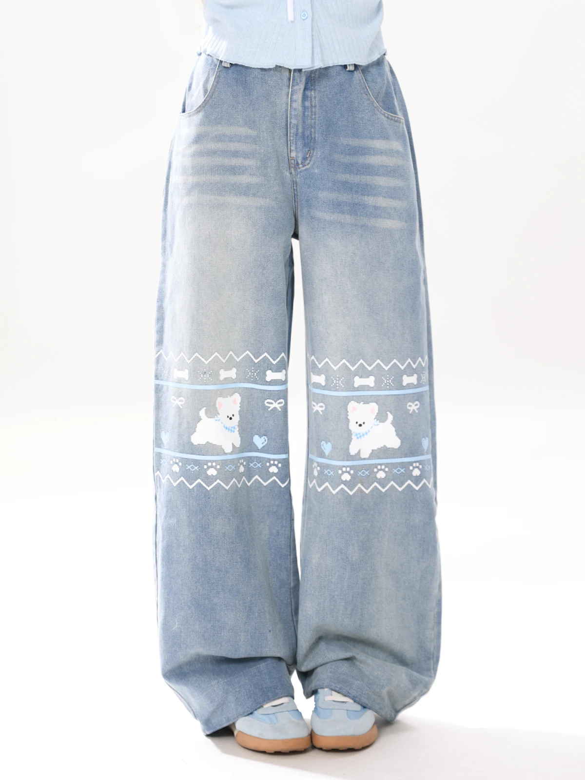 Cute Dog Print Patchwork High Waist Loose Straight Leg Jeans Women's Spring Summer New Style Denim Pants Ladies Fashion
Cute Dog Print Patchwork High Waist Loose Straight Leg Jeans Women's Spring Summer New Style Denim Pants Ladies Fashion