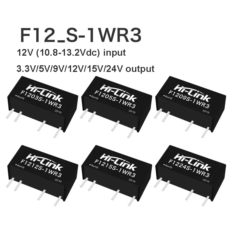 3000V Isolated F1205S-1WR3 F1212S-1WR3 10.8~13.2V to 1W 3.3V/5V/9V/12V/15V/24V DC DC Power Supply Module
3000V Isolated F1205S-1WR3 F1212S-1WR3 10.8~13.2V to 1W 3.3V/5V/9V/12V/15V/24V DC DC Power Supply Module
